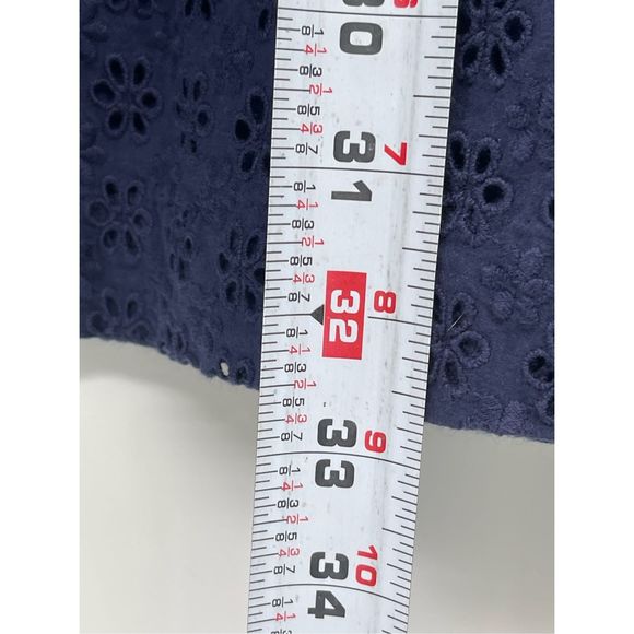 Ralph Lauren Dress Kids Girls Size 16 Navy Blue Eyelet Flutter Sleeve‎ New - Picture 7 of 11